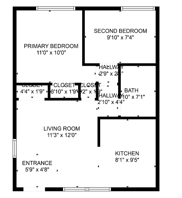 Floor plan 2 Bedroom 1 Bath