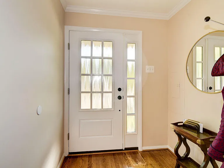 Security glass provides privacy while allowing wonderful morning light to shine through.