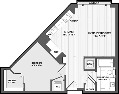 Floor plan 1 Bed1 Bath JR-.5E