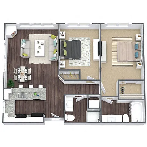 Floor plan B3: 2 Bed 2 Bath