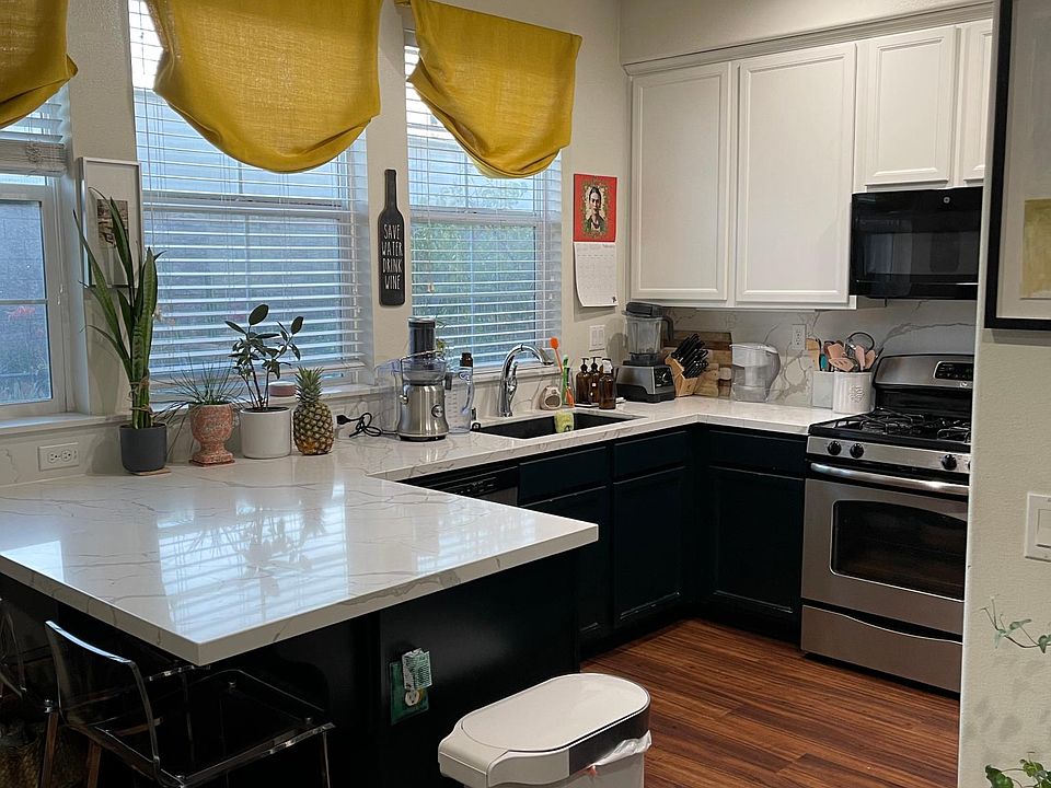 kitchen - quartz counter top living roo