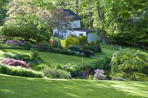 Pond, Barn and Azaleas
