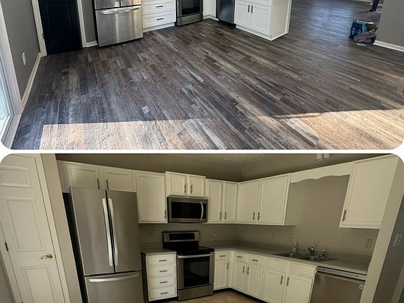 Kitchen before & after wall was removed