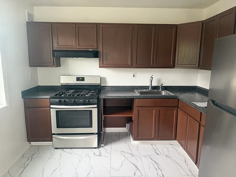 updated kitchen, with new floors