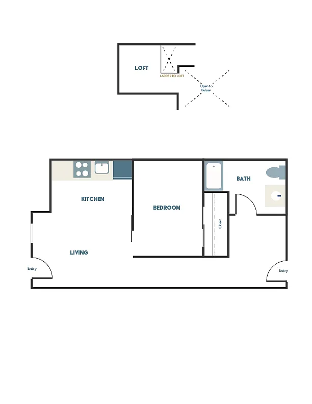 Floor plan 1X1 - B1 + Loft
