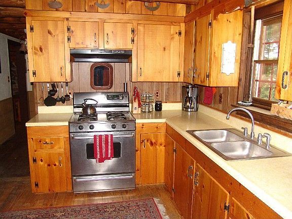 Cabinets crafted from wood on the property