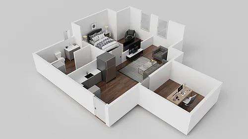 Floor plan One Bedroom - Office