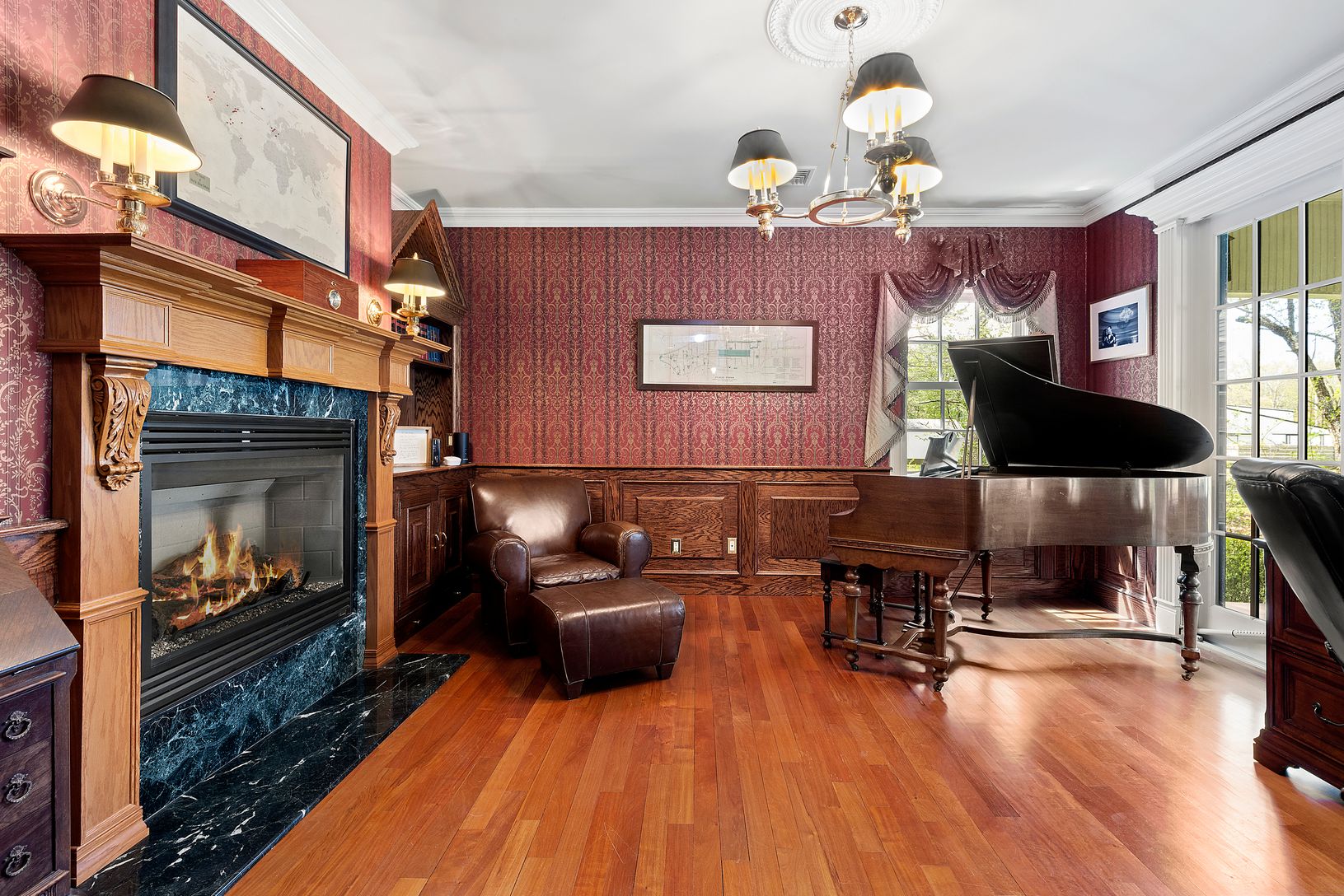  First floor bedroom with gas fireplace.