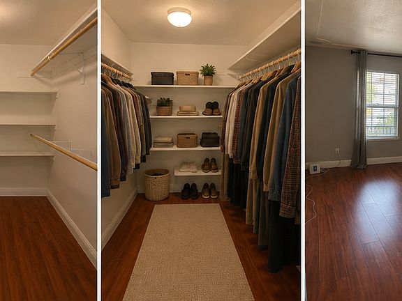 Main bedroom and closet area
