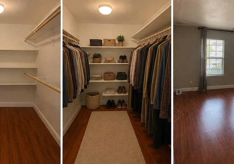 Main bedroom and closet area