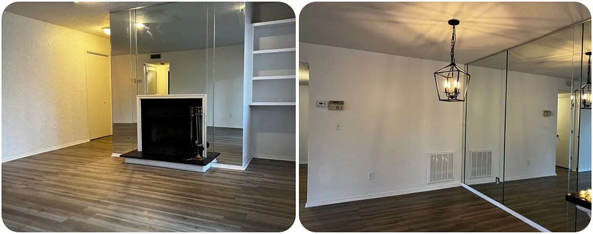 Living room with fireplace, dining room - 912 Wynnes Ridge Cir SE
