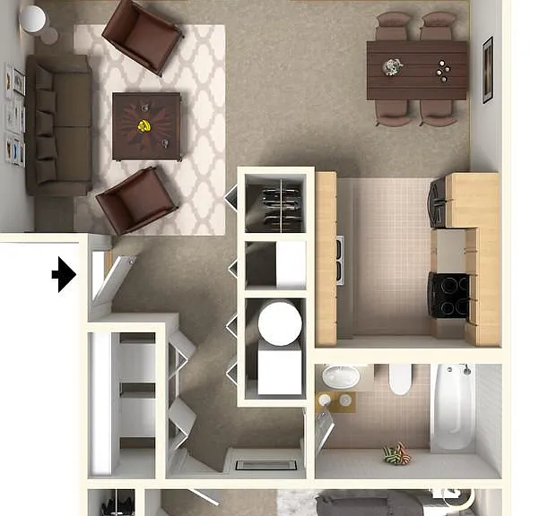 1 bedroom, 1 bath unit