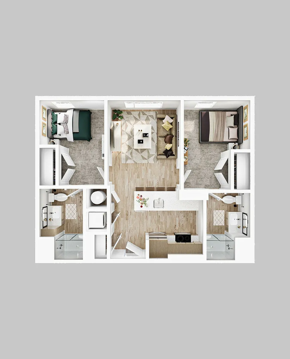 Floor plan 2BR/2BA - B1