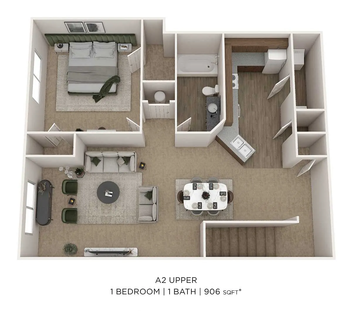 Floor plan One Bedroom- Upper level