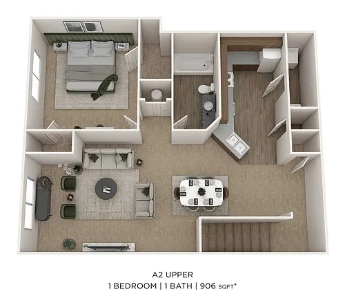 Floor plan One Bedroom- Upper level