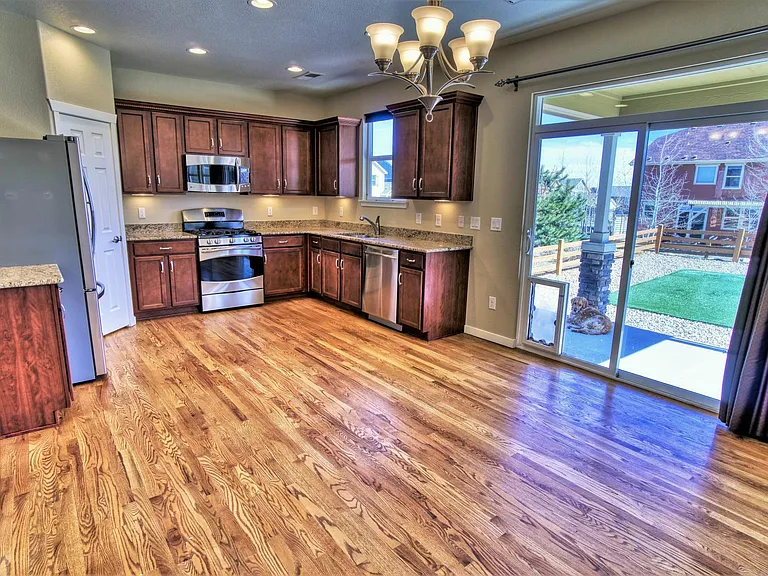 Main level - kitchen (14' x 11') and dining room (14' x 10').