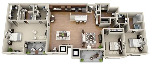 Floor plan 3 Bed 2.5 Bath Infinity Suite (FS 4)