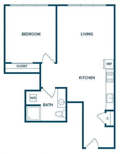 Floor plan 888: 1 Bedroom D