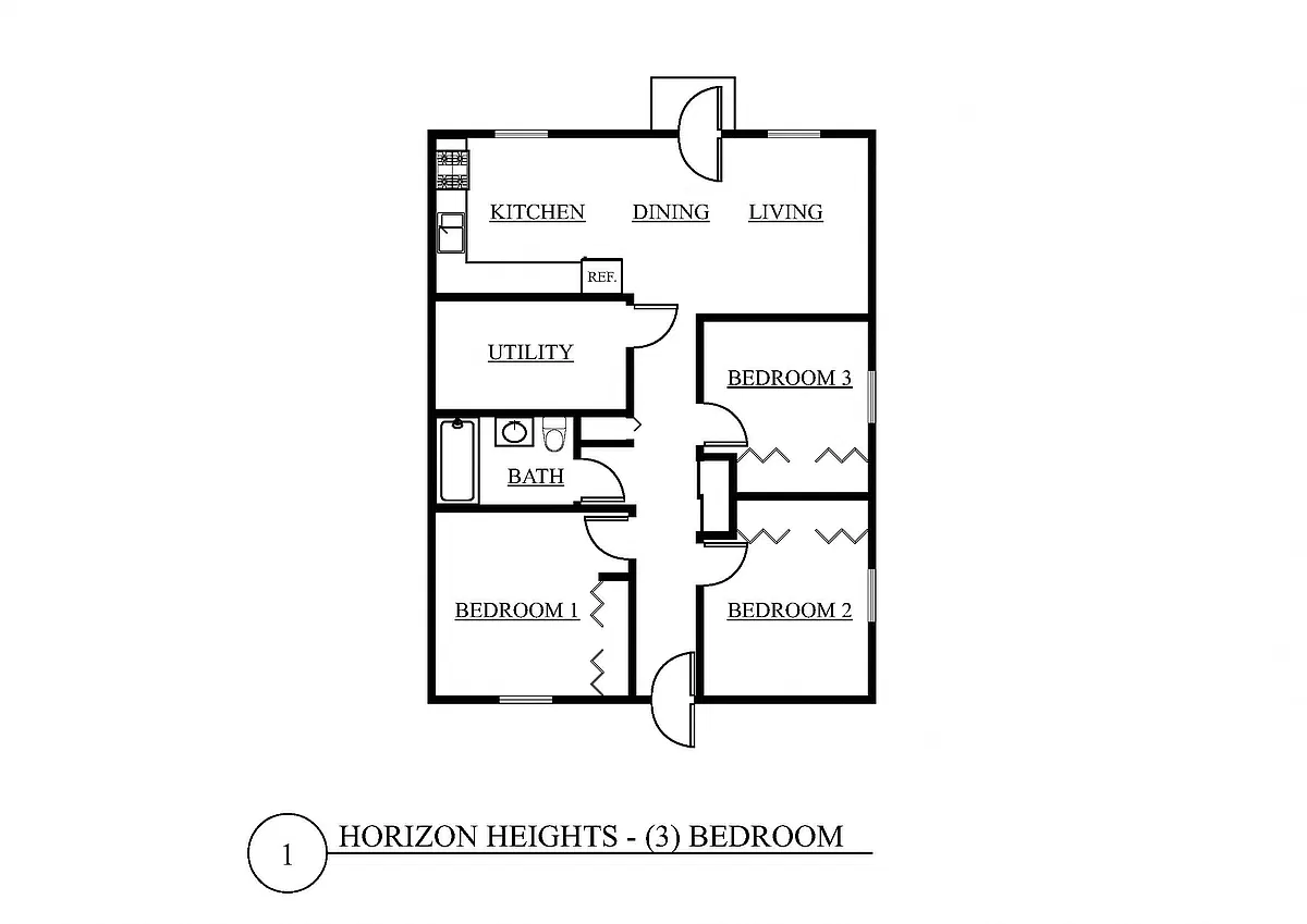 Floor plan Three Bedroom ADA