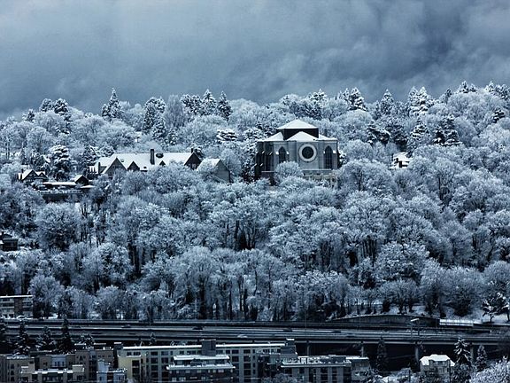 Winter Snow View of Capitol Hill from balcony