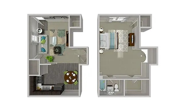 Floor plan One Bed Townhome - Renovated