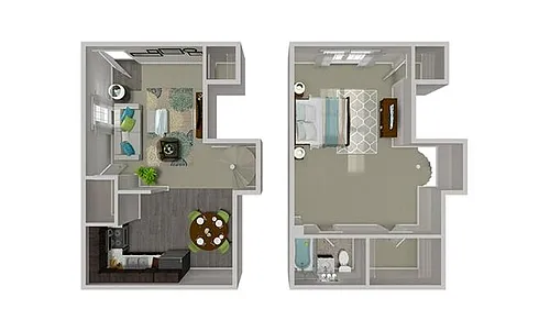 Floor plan One Bed Townhome - Renovated