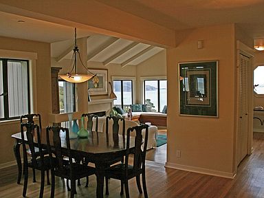 Formal dining area with Bay views
