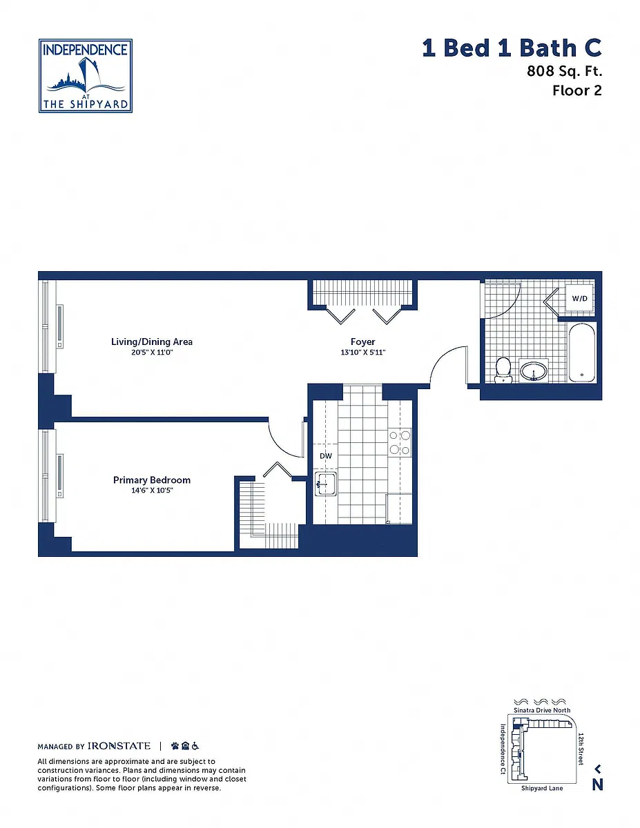 Floor plan 1 Bed 1 Bath C
