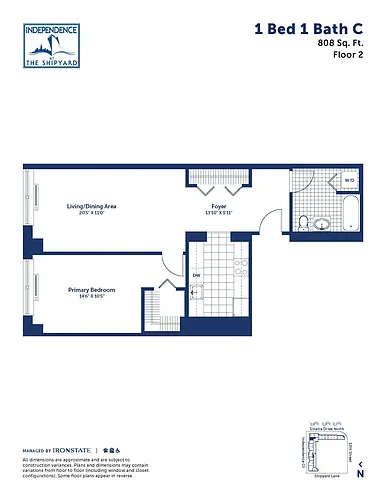 Floor plan 1 Bed 1 Bath C