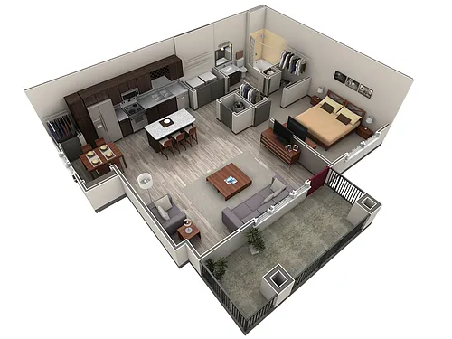 Floor plan 1 BR Grand Courtyard