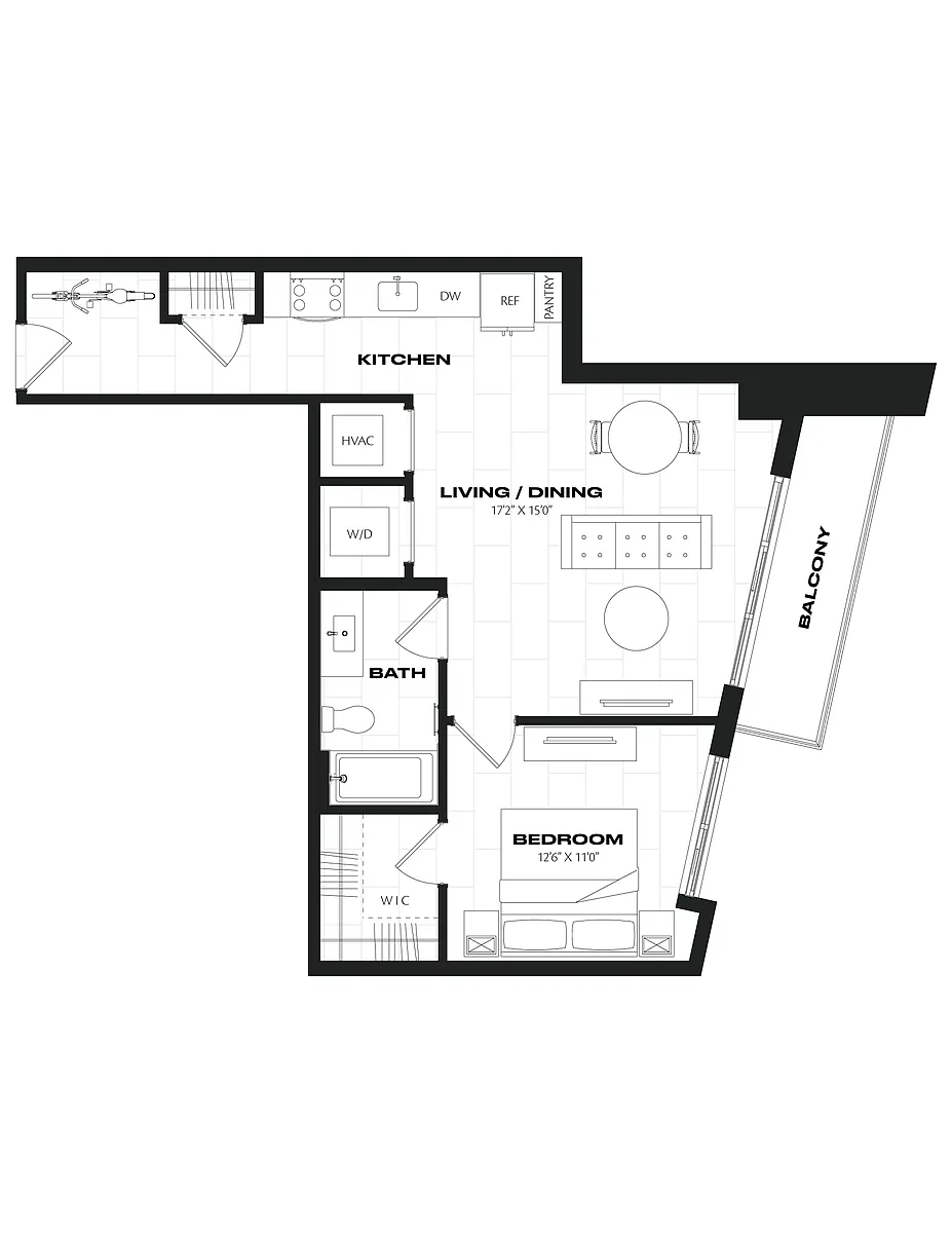 Floor plan 1 Bed/1 Bath-B5.1