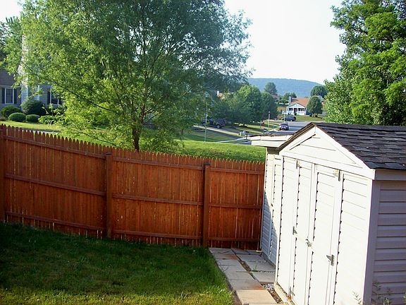 backyard and storage barn