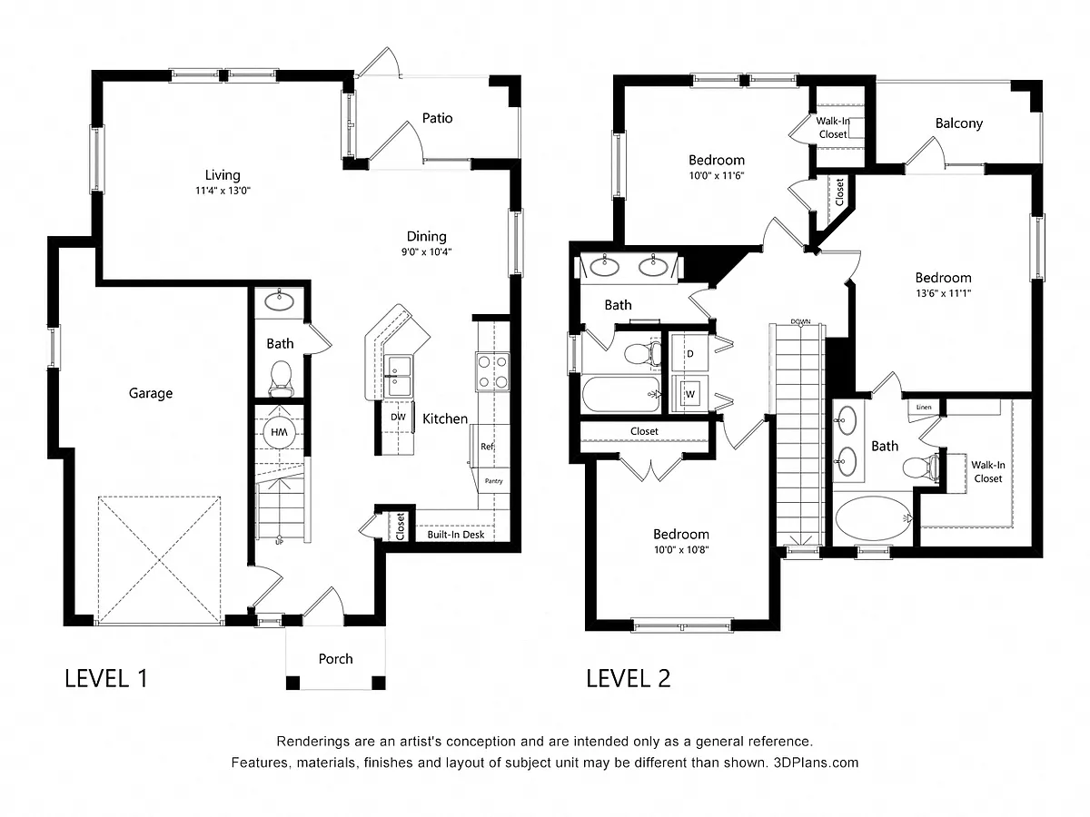 Floor plan Three Bedroom Townhome - C5 (Wheelchair Accessible