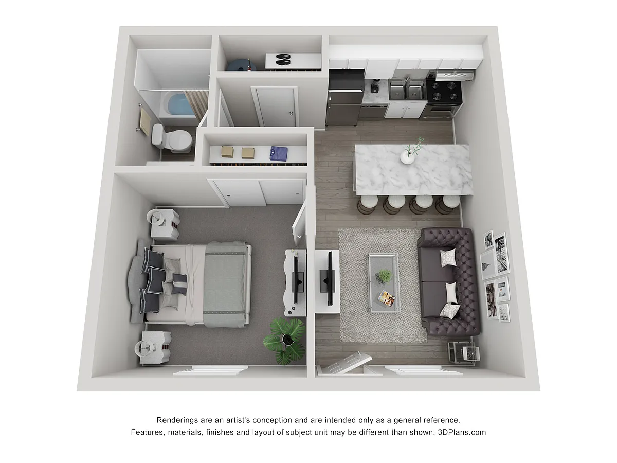 Floor plan 1 bed 1 bath SM Classic