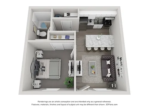 Floor plan 1 bed 1 bath Semi SM