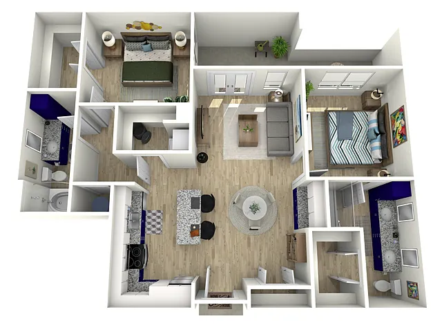 Floor plan 2 Bed, 2 Bath