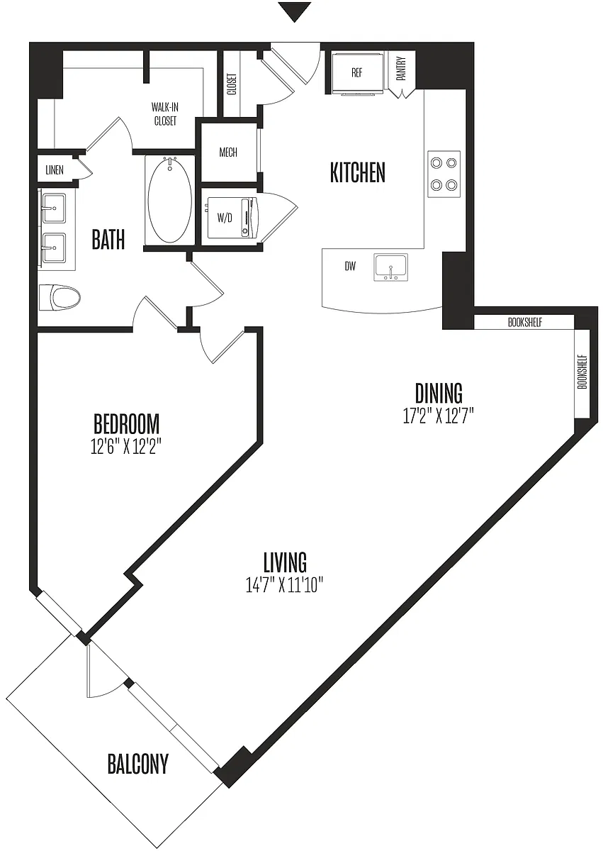 Floor plan 1 Bed/1 Bath-1B
