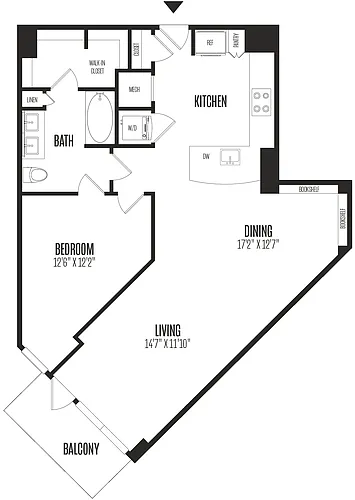 Floor plan 1 Bed/1 Bath-1B