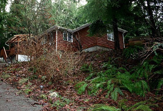 Private drive leads to charming newly renovated log home.