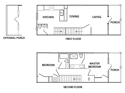 Floor plan 2 Bedroom Townhome - Waterfront