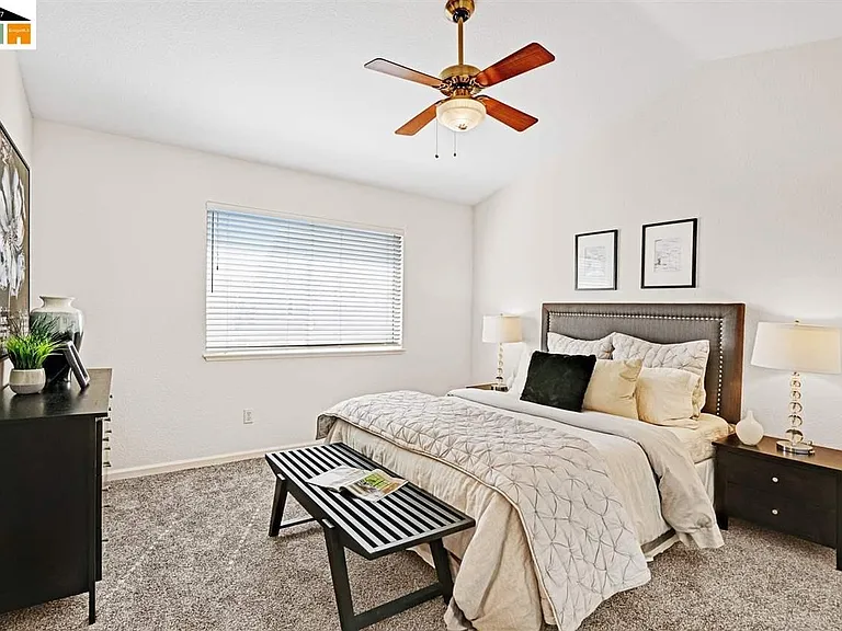 primary bedroom with staging