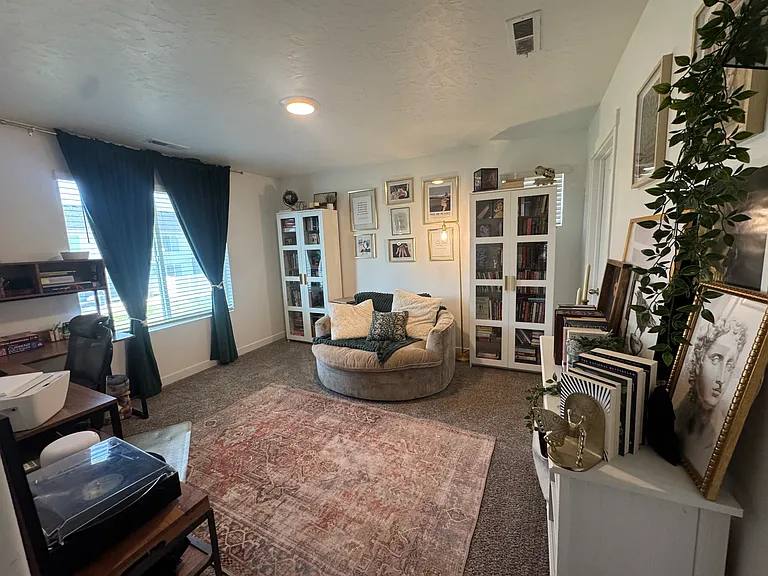 Guest room with walk-in closet.