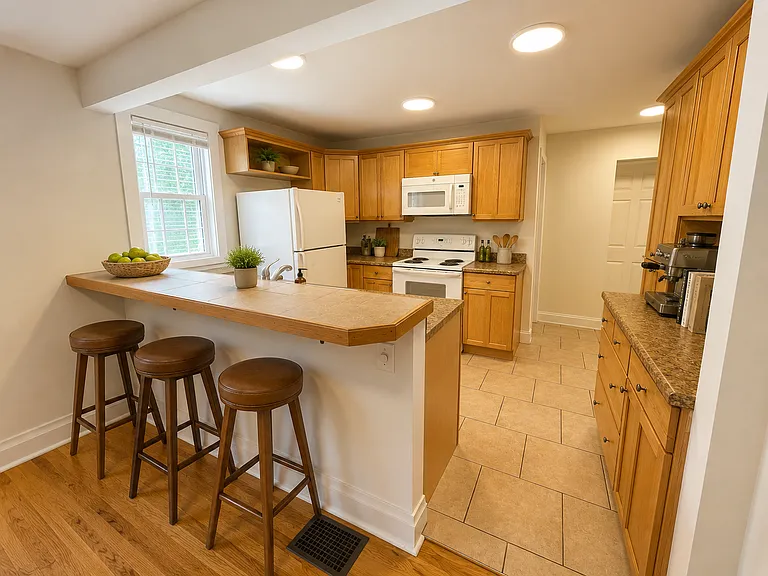 Cozy, warm kitchen (virtually staged)