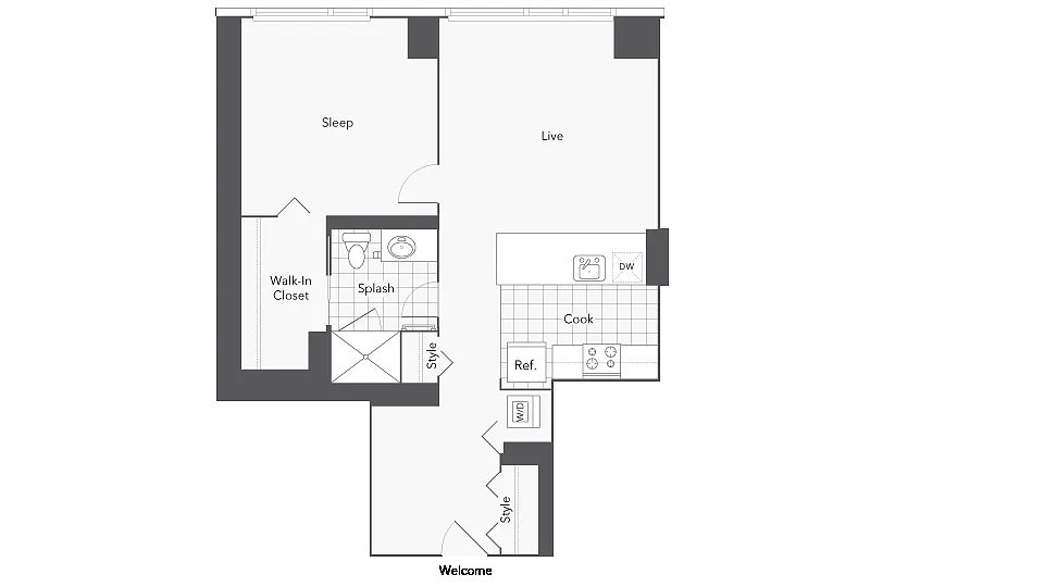 Floor plan 1B-6