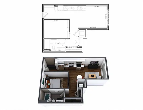 Floor plan Urban 1 Bedroom U2