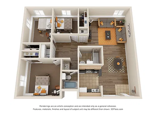 Floor plan 3 BD 2 BA Oversized