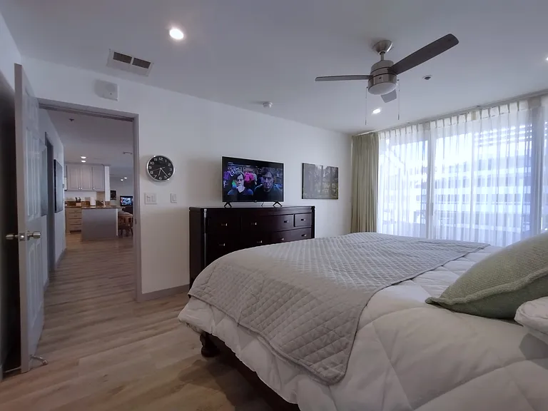 Master bedroom with ceiling fan