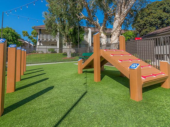 Dog park with obstacle course.