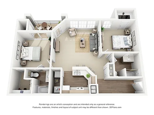 Floor plan Premium Two bedroom/Two bath