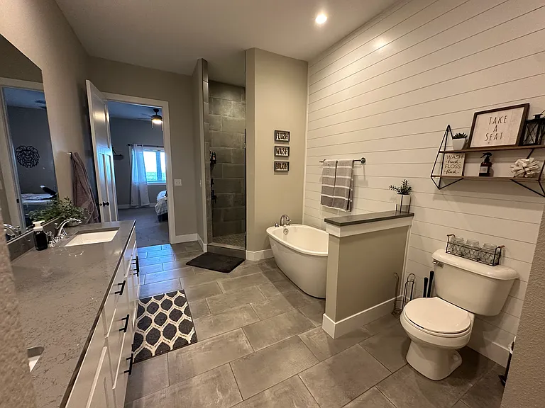 Master bath with a soaker tub